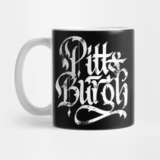 Pittsburgh Map Calligraphy Lettering Fan Art Mug